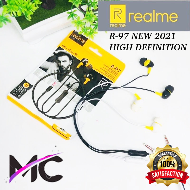 Headset Realme Earphone Handsfree Handset Ekstra Super Bass Xtra Ear Buds + Mic Microphone