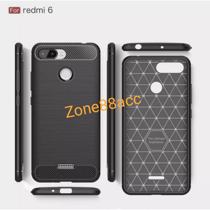 Silicon Case Redmi 6 Softcase iPAKY Carbon Casing Cover TPU