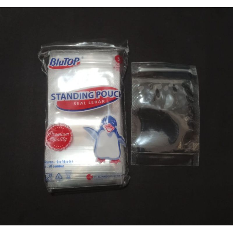 Standing Pouch 9x15 Blutop / Zip Lock / Plastik Klip / Seal Lebar