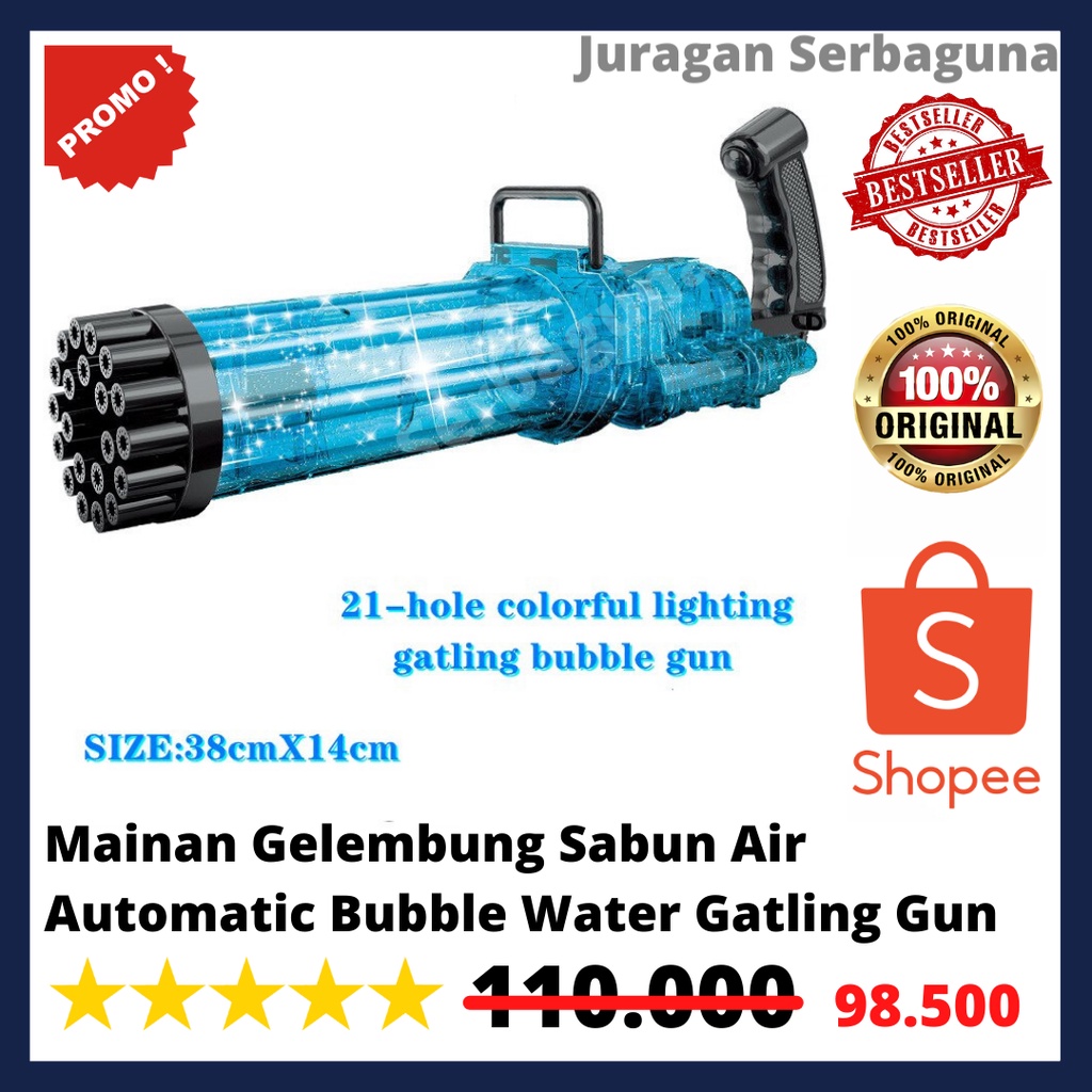 Mainan Gelembung Sabun Air Automatic Bubble Water Gatling Gun 21 Holes