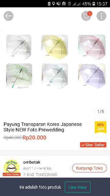 Payung Transparan Korea Japanese Style New Foto Prewedding