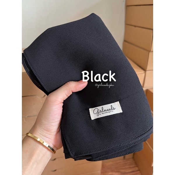 ARUMI / PASHMINA MALAY (BISA SYAR'I UKURAN BARU -+200x75)-Black