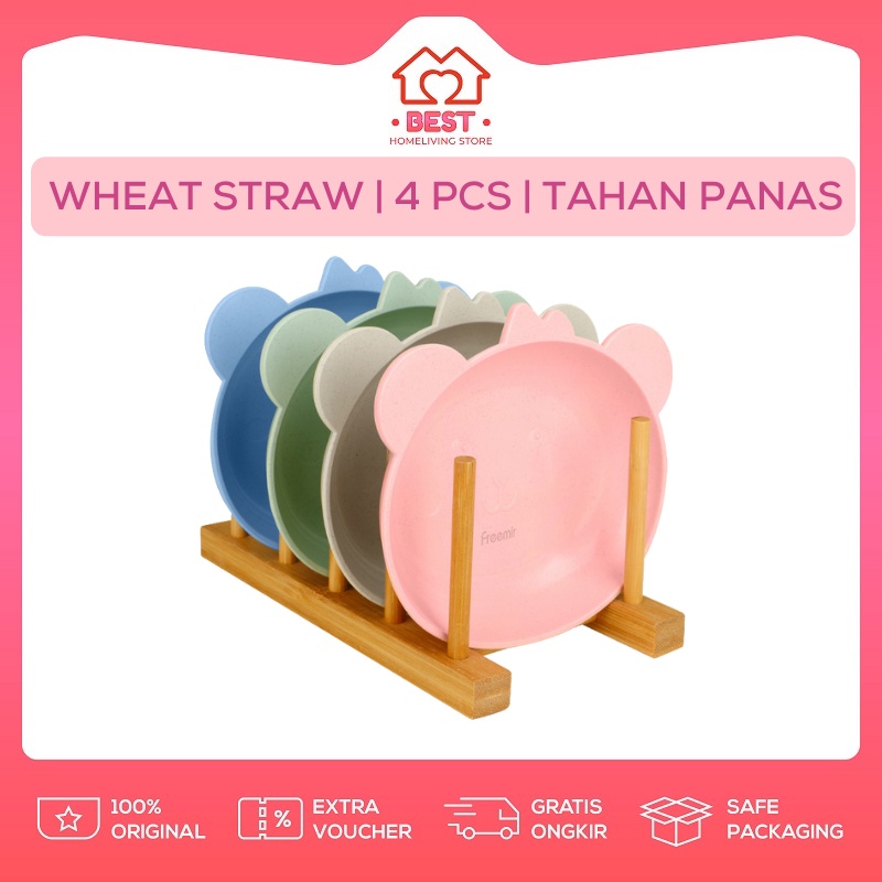 Harga Piring Makan Anak Set 4 Pcs Bentuk Karakter Hewan Lucu Piring
Plastik Wheat Straw Warna Pastel Biru Pink Hijau Krem