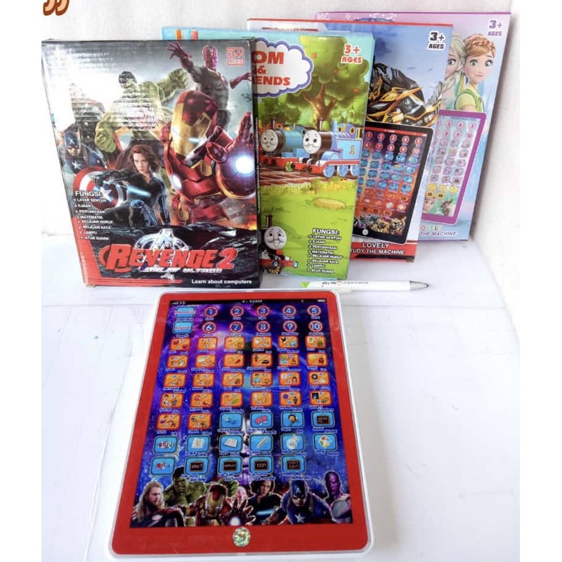 mainan anak edukasi edukatif ipad playpad karakter 2 bahasa