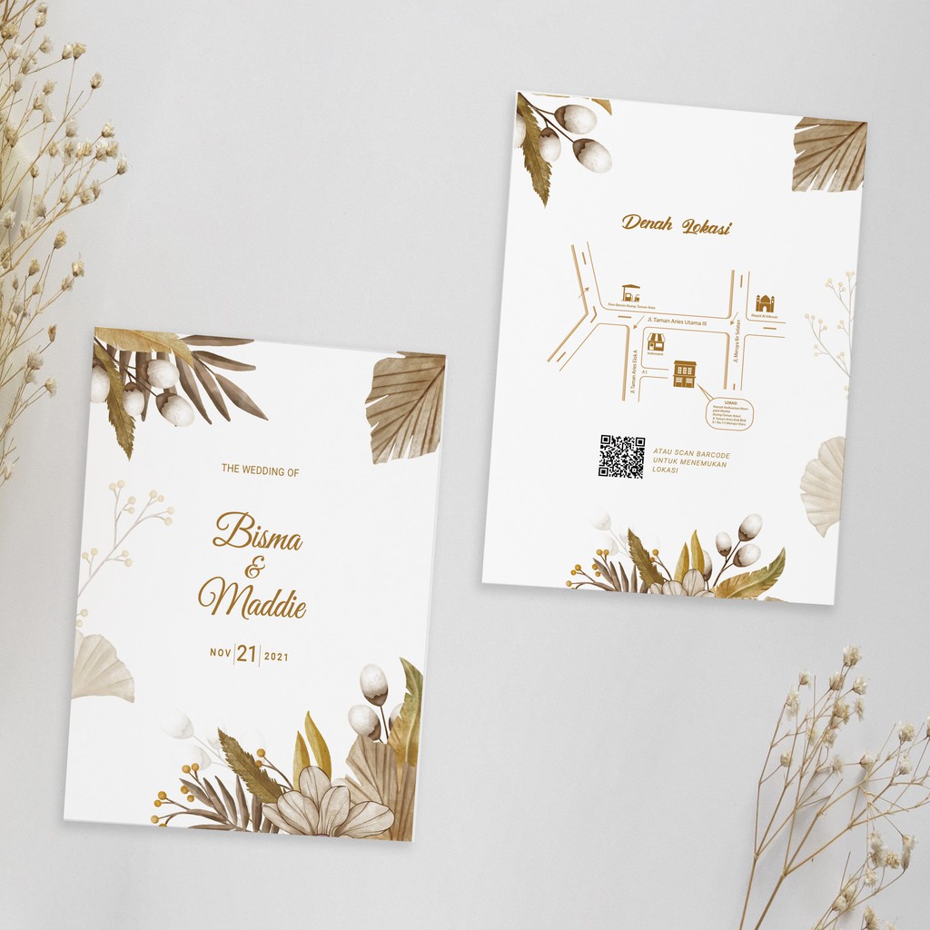 BLANGKO KH13 Undangan Pernikahan dengan desain Rustic, Simpel, Elegan, Premium, Blanko, Blanco, Terk
