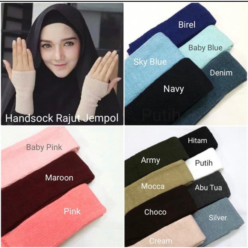 Handsock tangan rajut jempol sepasang MANSET RAJUT JEMPOL