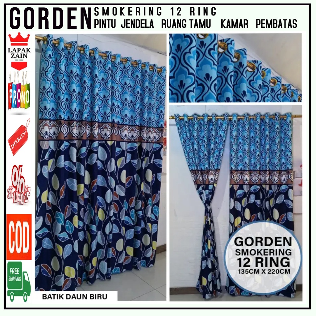 Gorden Jendela Cantik Gorden Pintu Murah Gorden Minimalis Smokering 12 Ring Hordeng Pintu
