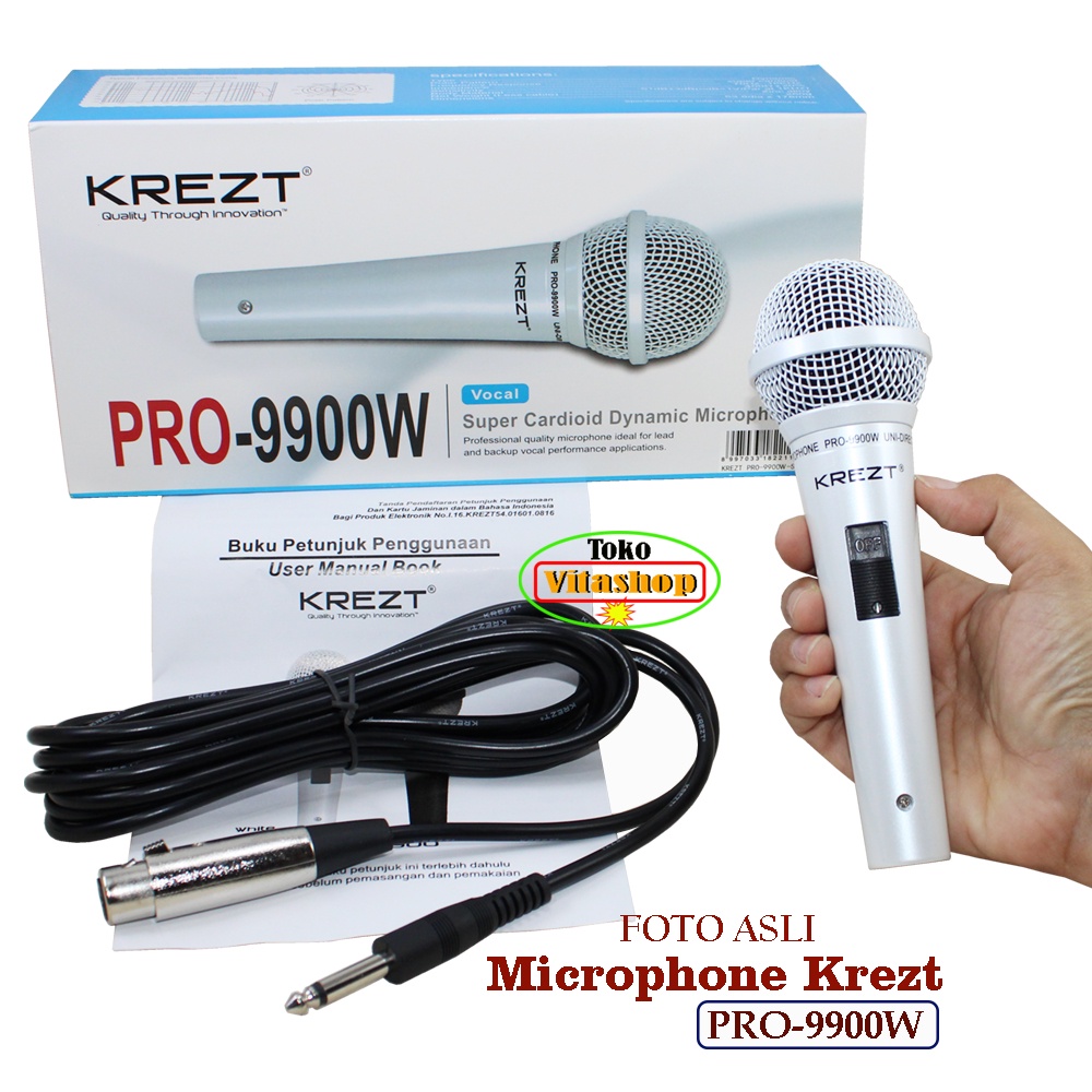 Microphone Krezt PRO-9900W Mikropon Kabel Mikrofon Original / Mik Vocal Garansi