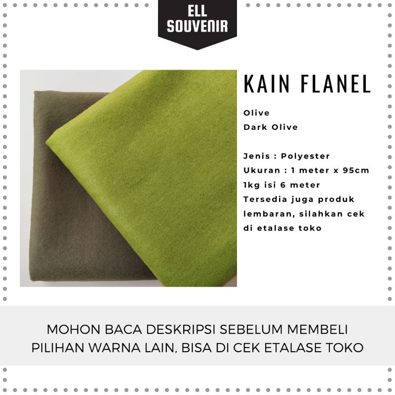 KAIN FLANEL HIJAU OLIVE IMPORT TEBAL METERAN / POLYESTER