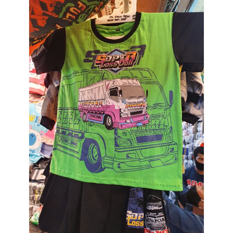 SETELAN KAOS TRUCK OLENG ANAK KIDS BAJU MOBIL DRIVER MANIA