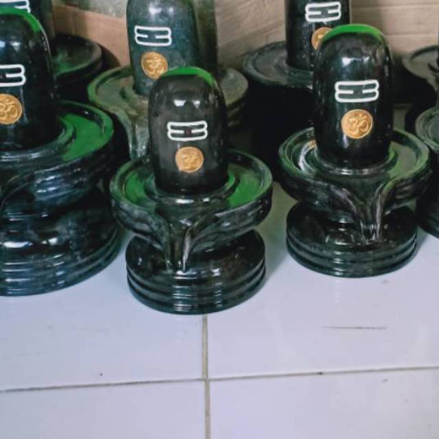 Lingga yoni ukiran batu marmer hitam T 25 cm