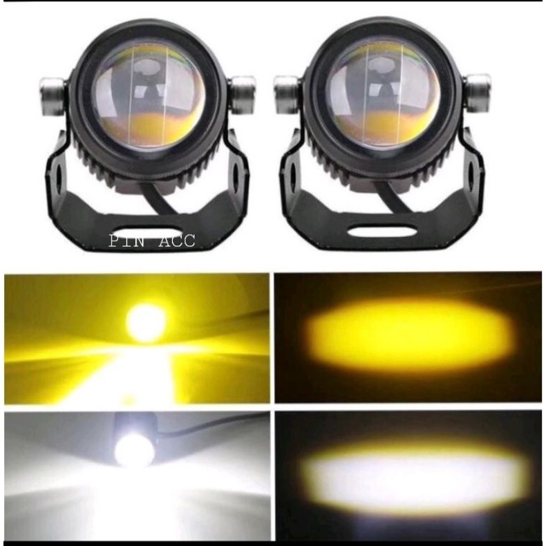 Original CR7/DS Lampu tembak laser Led mini 2 warna high low putih kuning waterproof