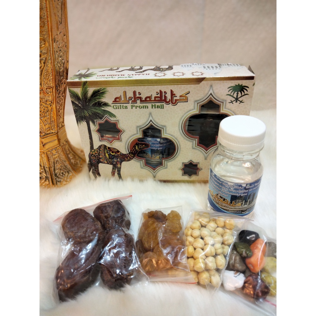 Paket Hampers - Oleh Oleh Haji Umroh Souvenir Kardus Isi Air Zam Zam Kurma Kismis Kacang Cokelat