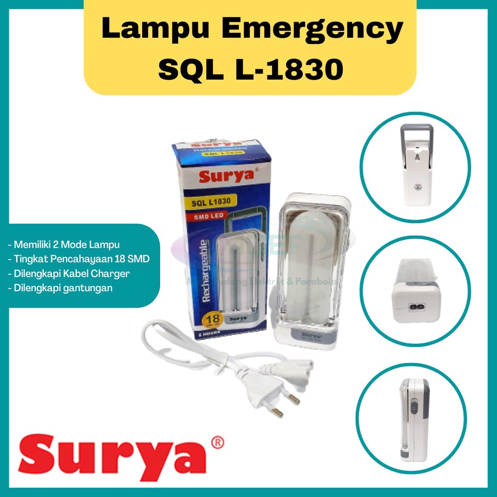 Surya Lampu Emergency SQL 1830 L 18 LED Lampu Darurat Super Murah