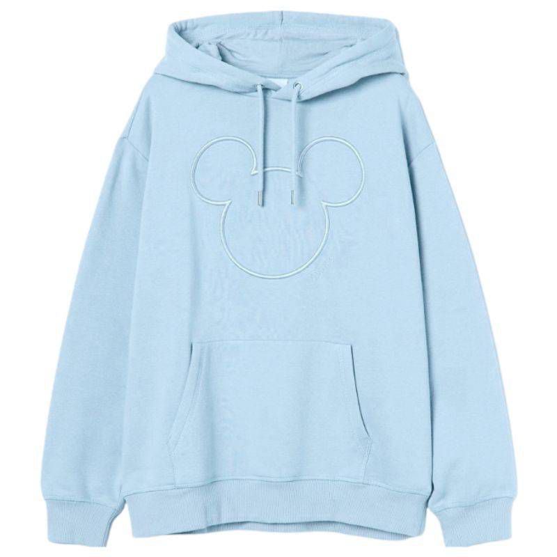 Hoodie Jaket Pria Wanita HnM H&amp;M Mickey Head Sage Green Hijau / Mickey Head Pigeon Blue / Mickey Head Caramel Full Tag