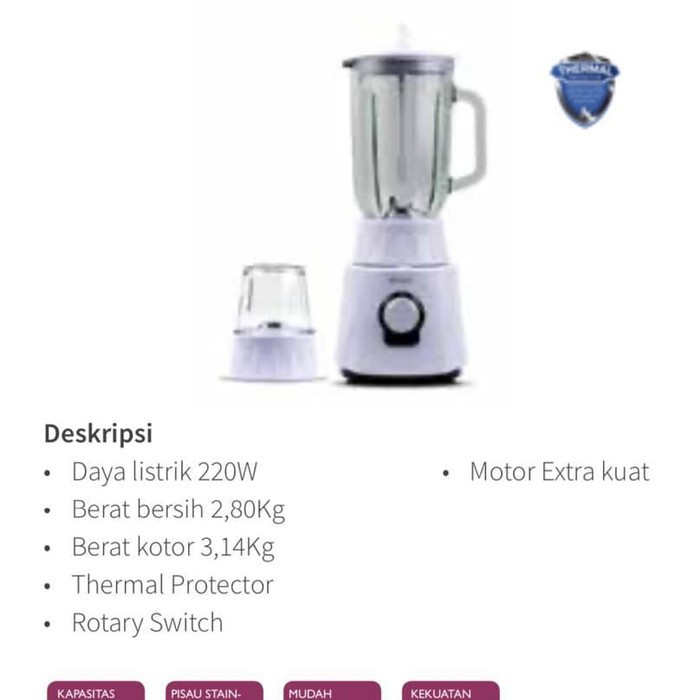 KIRIN Blender Kaca 2in1 1 Liter 2 Tabung KBB 240 GL - Garansi Resmi 1 Tahun