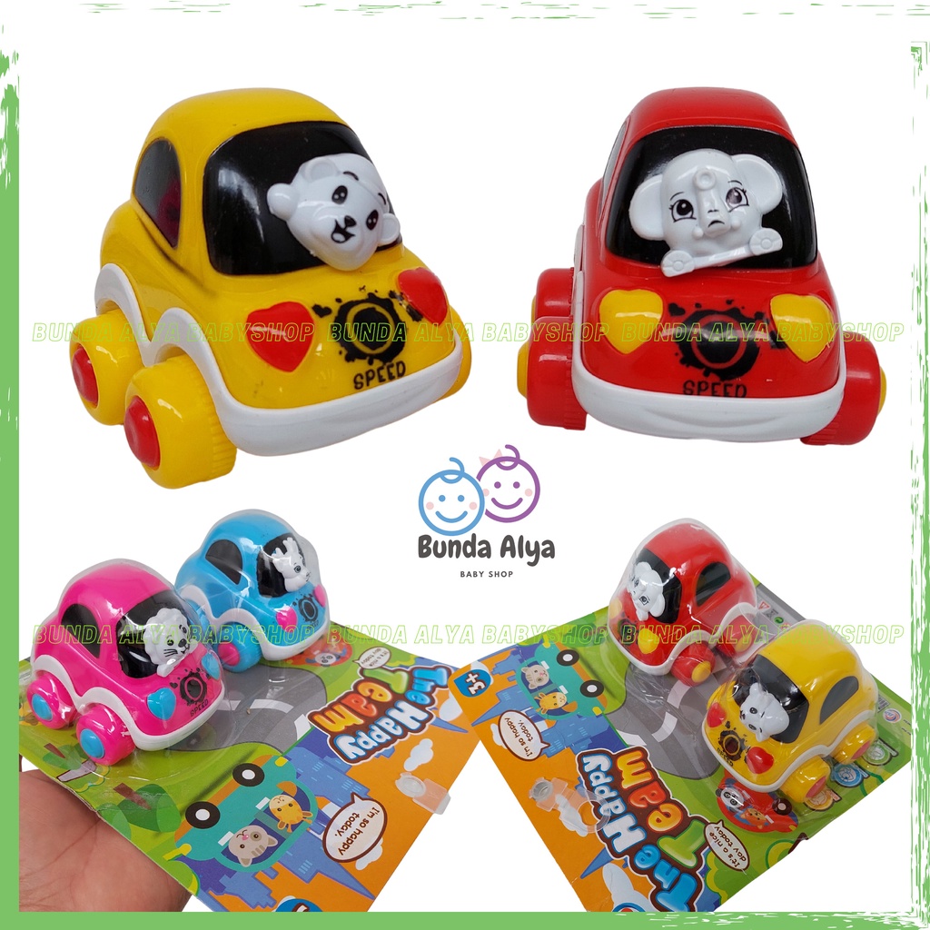 Mainan Anak Mobil - Mobilan Lucu Isi 2 Mainan Anak Mobil The Happy Team Mainan Mobil Pull Back Warna Warni