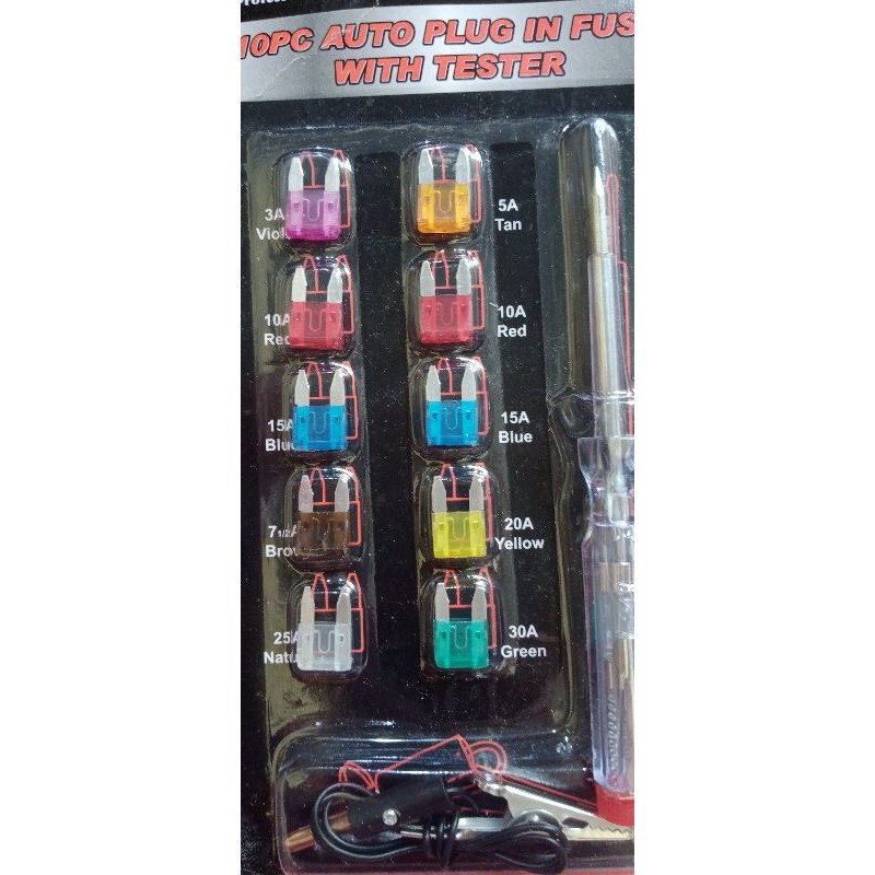 Tespen arus DC + Fuse 10 pcs