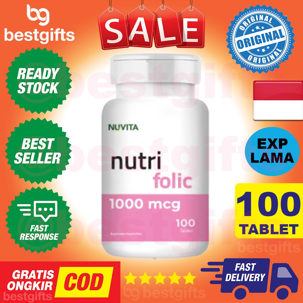 NUVITA NUTRI FOLIC ACID 1000 MCG ASAM FOLAT IBU PROGRAM HAMIL MENYUSUI PROMIL PERKEMBANGAN JANIN 100 KAPSUL