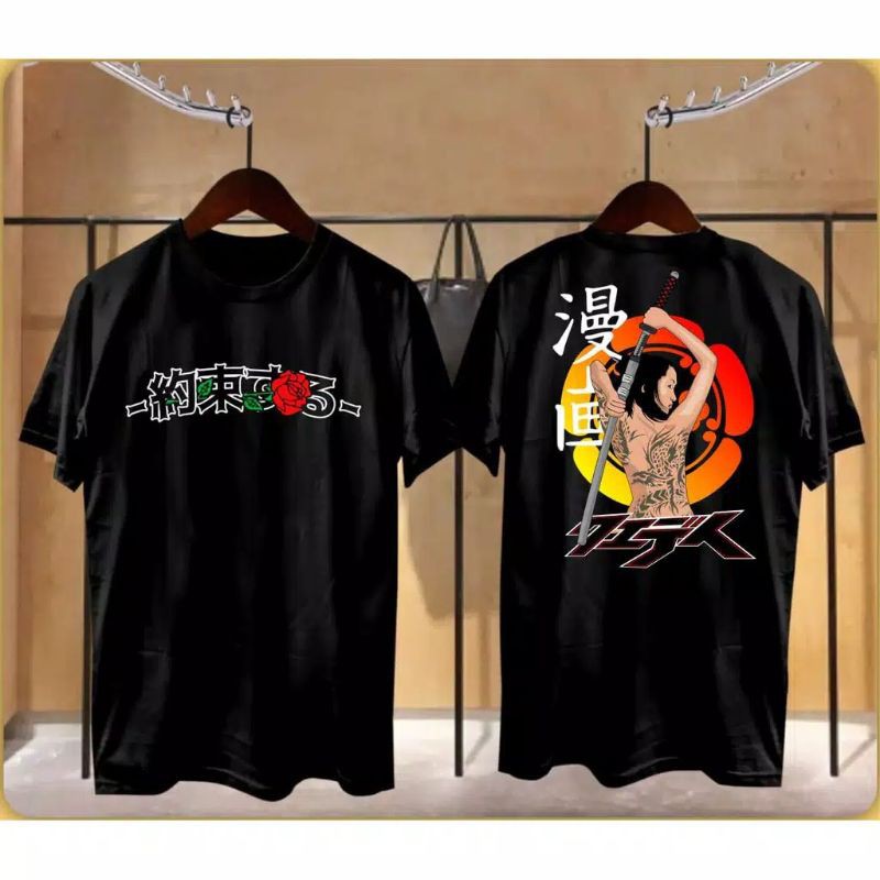 Fourfashion Kaos Pria Kaos Distro SAMURAI LADIES ROSE Black FN246