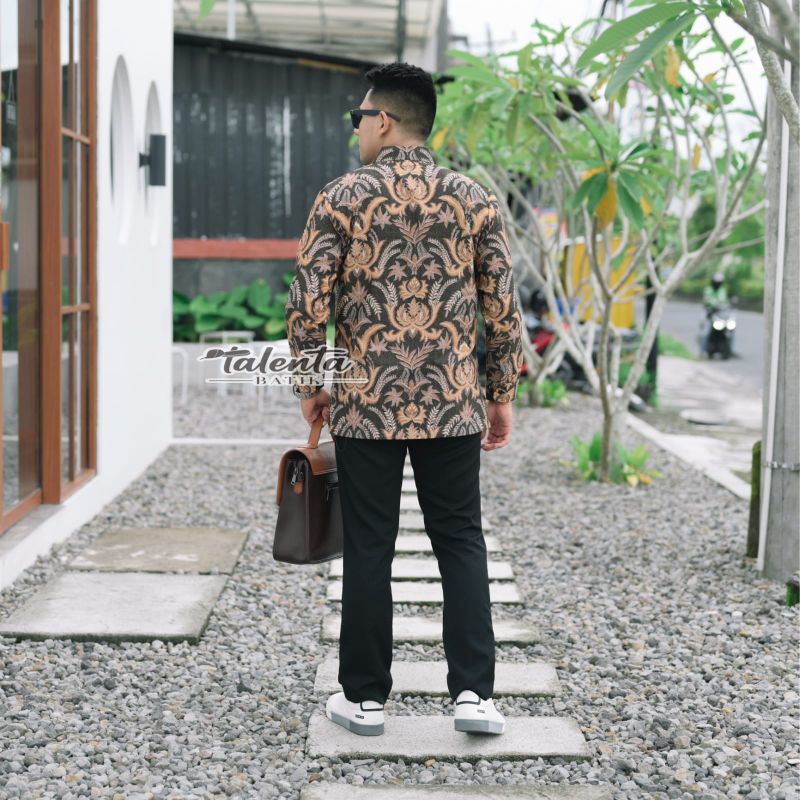 Baju Kemeja Batik Pria Lengan Panjang Pendek Modern Pesta Kantoran G04