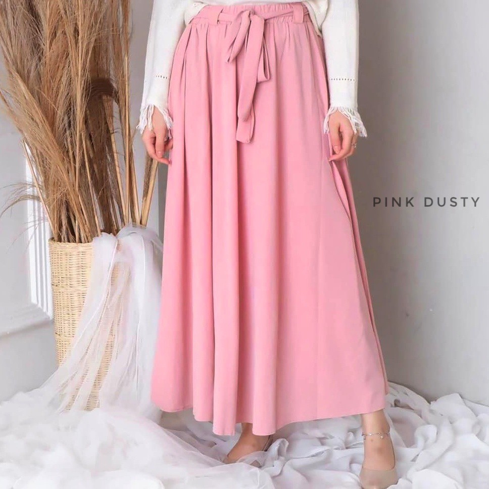 Rok payung panjang mosscrepe premium | rok panjang polos | rok kerja | maxi skirt | rok tali