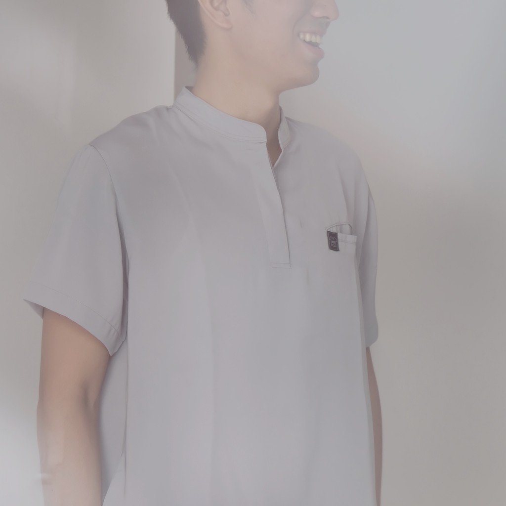 Baju Jaga MANDARIN SS - GREY Scrubs Theatre Blues First Line Lengan Pendek