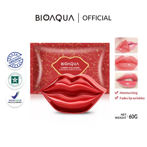 [Per Pc] Masker Bibir BIOAQUA Cherry Collagen Moisturizing Essence Lip Mask 60g Original BPOM