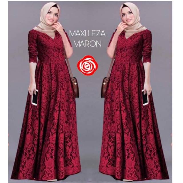 Gamis Leza Pakaian Baju Gamis Pesta Gamis Full Brukat Remaja Dewasa Gamis Pesta Seragam Keluarga Gam