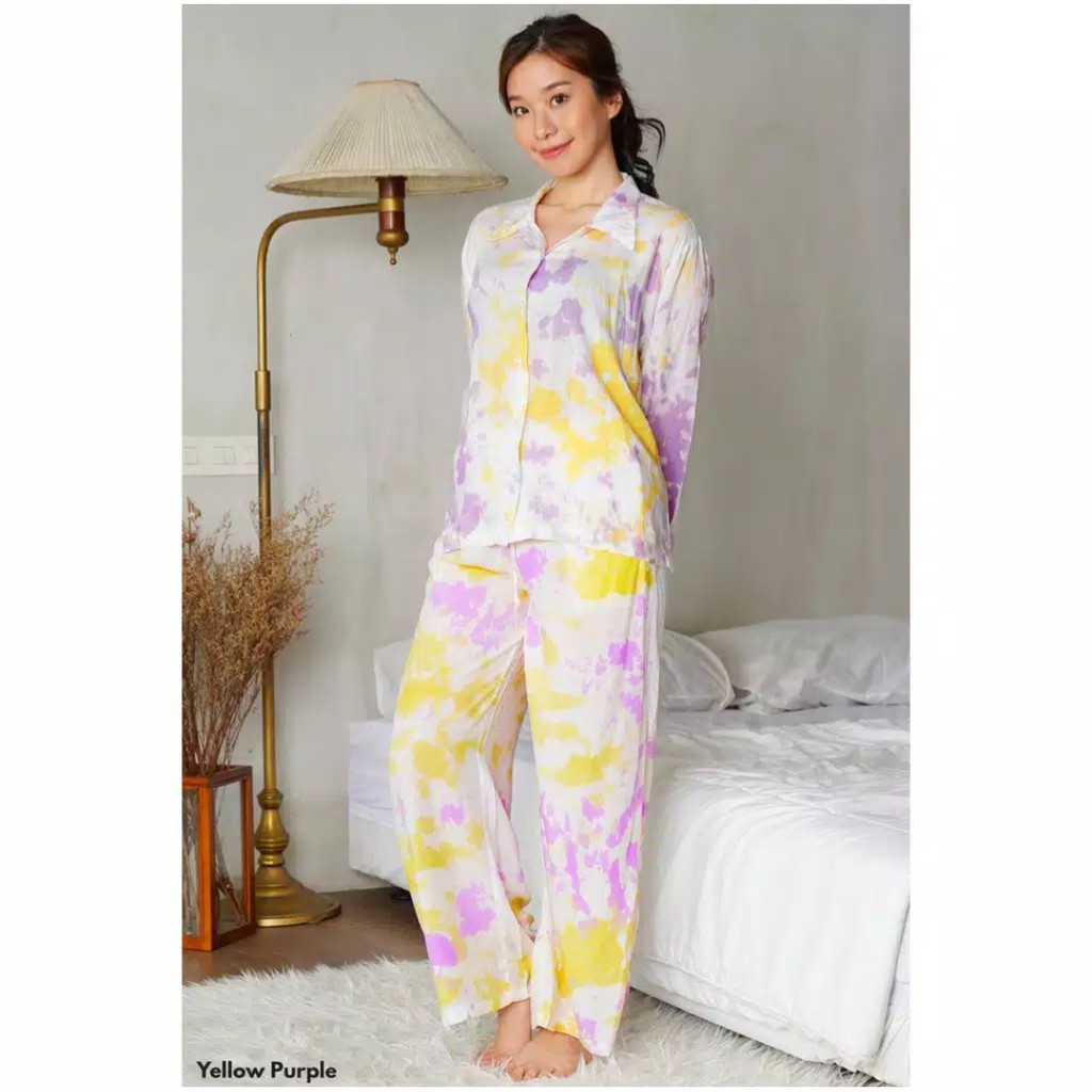 GALAXY SHORT &amp; LONGSLEEVE SET - BAJU TIDUR KEMEJA TIE DYE SET/DAILY SET/PIYAMA SET CP &amp; PP FIT XL