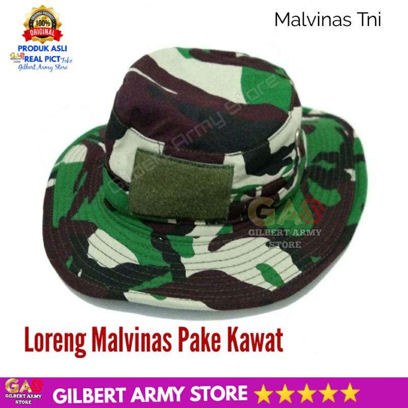 Topi Rimba Loreng Pake Kawat Terbaru GILBERT ARMY STORE corak Camo Malvinas Ripstop Sritek Tni