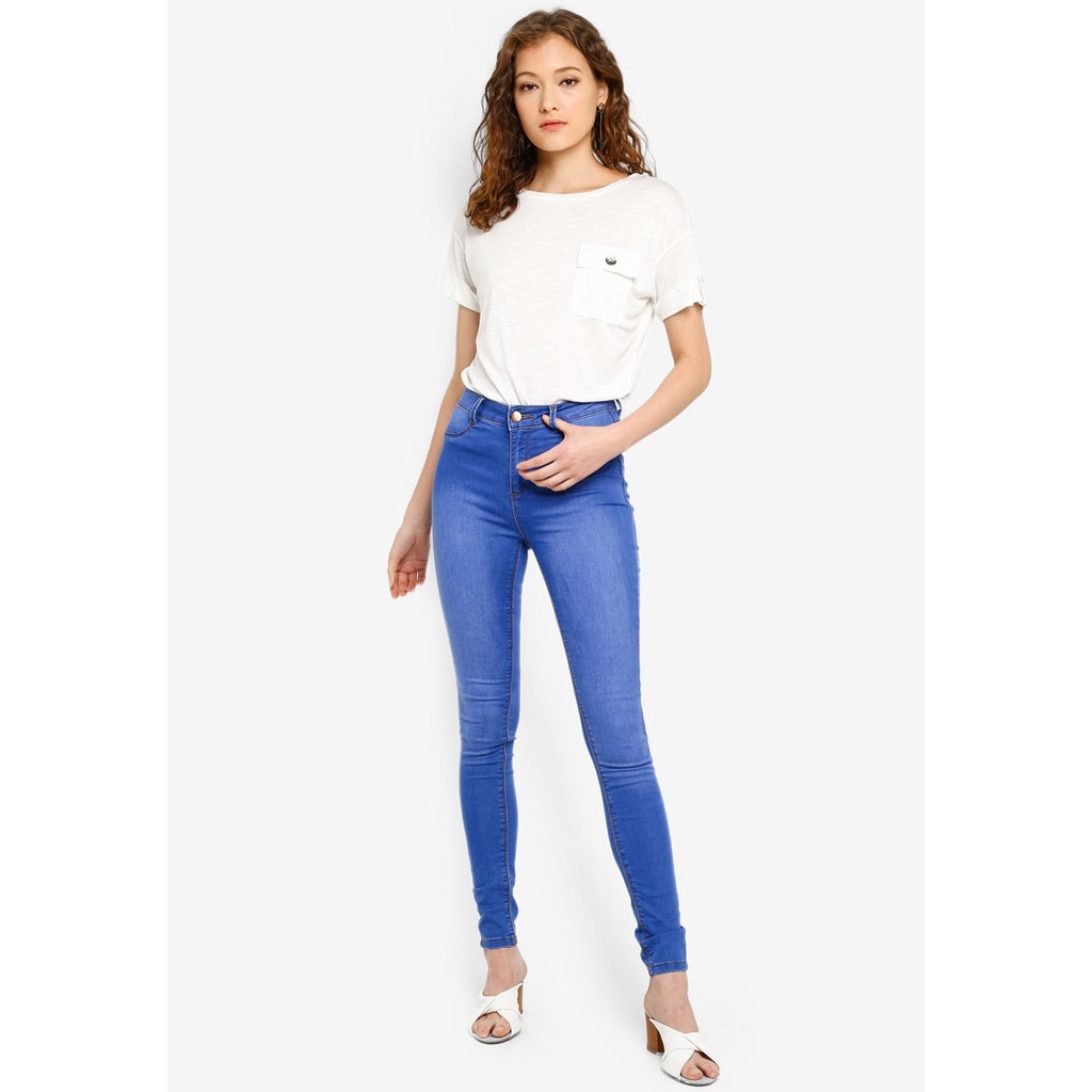 Dazina Celana Jeans Wanita Basic Mid Skinny low Ice Blue