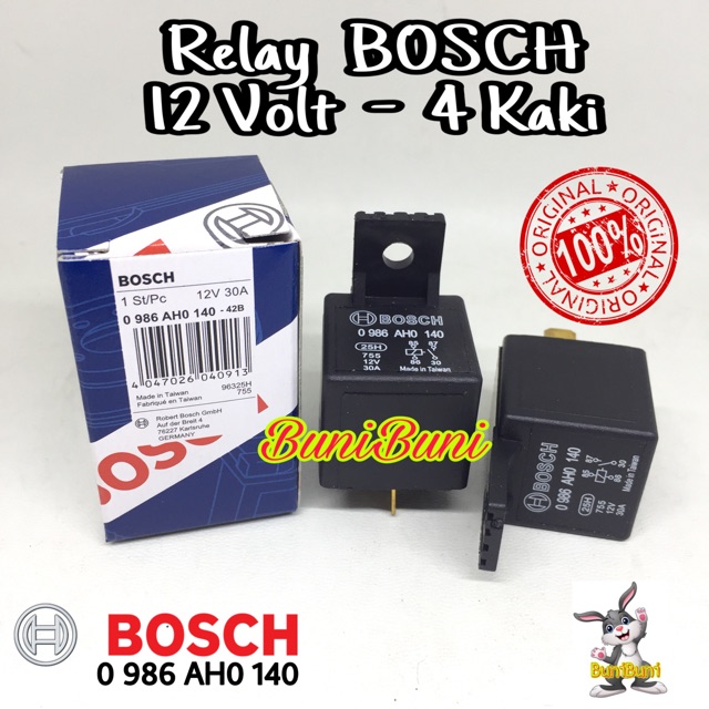 Relay BOSCH 12V 4 Kaki / Relai Klakson / Riley Bosch 4 Pin Kaki 100% Asli Untuk Mobil &amp; Motor