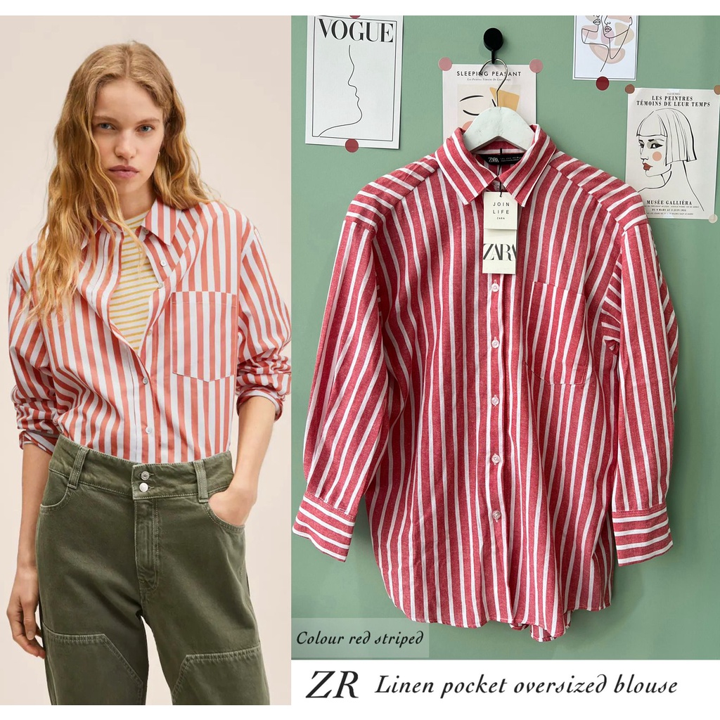 ZR linen cotton striped shirt