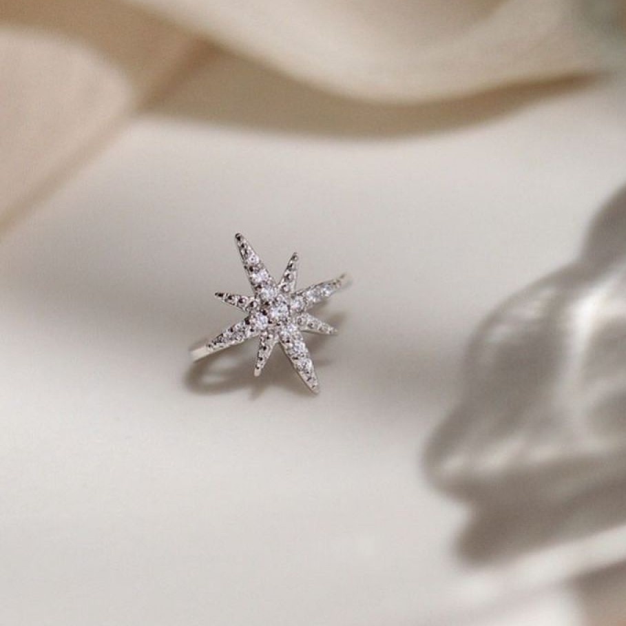 1pc Anting Klip Tanpa Tindik Bentuk Bintang Geometris Lapis Emassilver Untuk Wanita