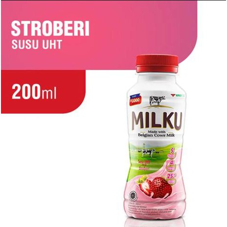 

Susu Cair Milku botol 200ml stroberry Premium