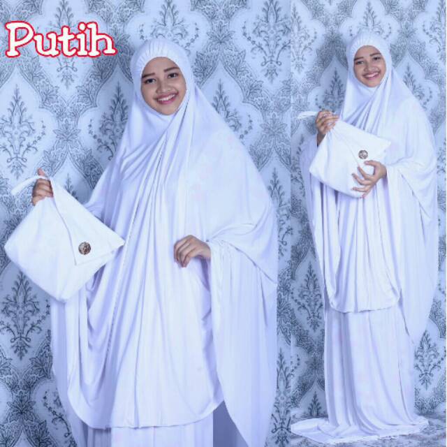 Best Seller - Mukenah Abaya Syari Polos Khadeejah Putih Dewasa Termurah