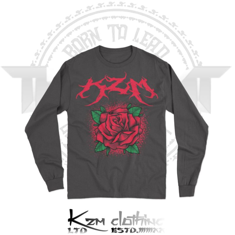 Tshirts Kzm Origins / Kaos Tangan Panjang ORIGINAL KZM CLOTHING Gambar Motif Bunga Mawar Keren Premi
