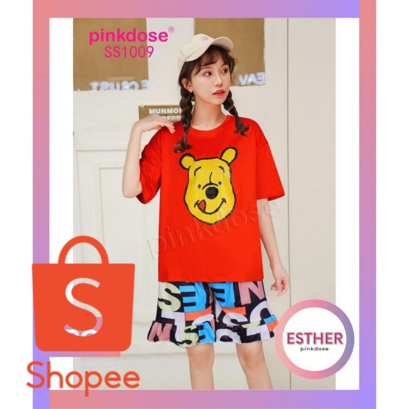 PINKDOSE BAJU TIDUR IMPORT SETELAN PIYAMA WANITA CELANA PENDEK