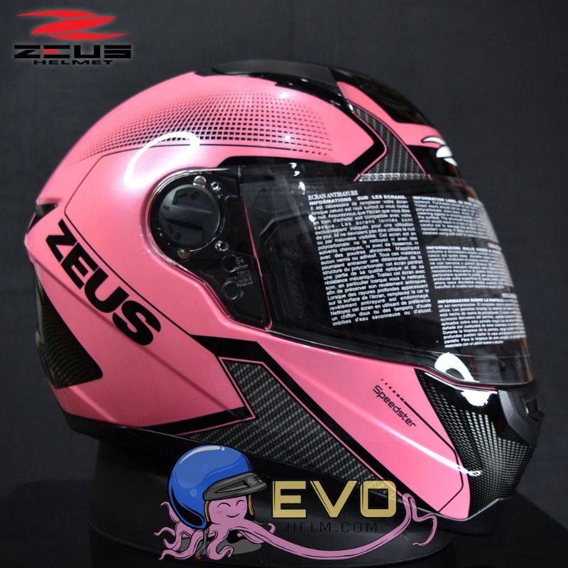 HELM ZEUS FULL FACE BLACK AL5 BLUE - FREE SMOKE VISOR ZEUS ORIGINAL ( ONGKIR 2KG )-AL6 PINK