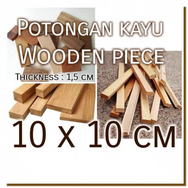 Wooden piece 10x10 cm Potonga kayu bahan craft dekorasi Rustic Vintage