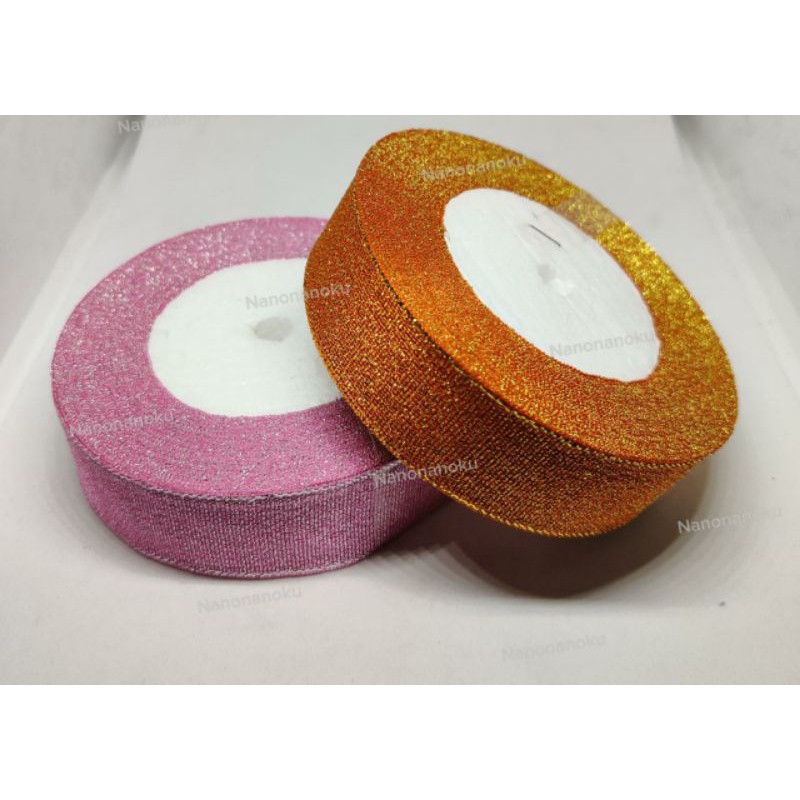 Pita Glitter Warna 1 inch (2,5cm) Hampers Souvenir Kado Buket