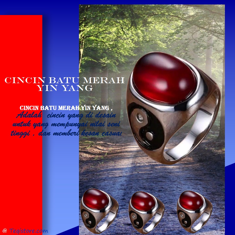 CINCIN BATU MERAH RING YIN YANG KASUAL