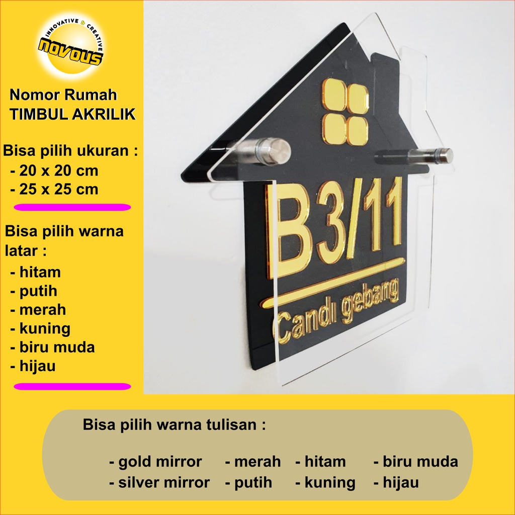 NOMOR RUMAH AKRILIK | PAPAN NOMOR RUMAH AKRILIK | NOMOR RUMAH TIMBUL AKRILIK