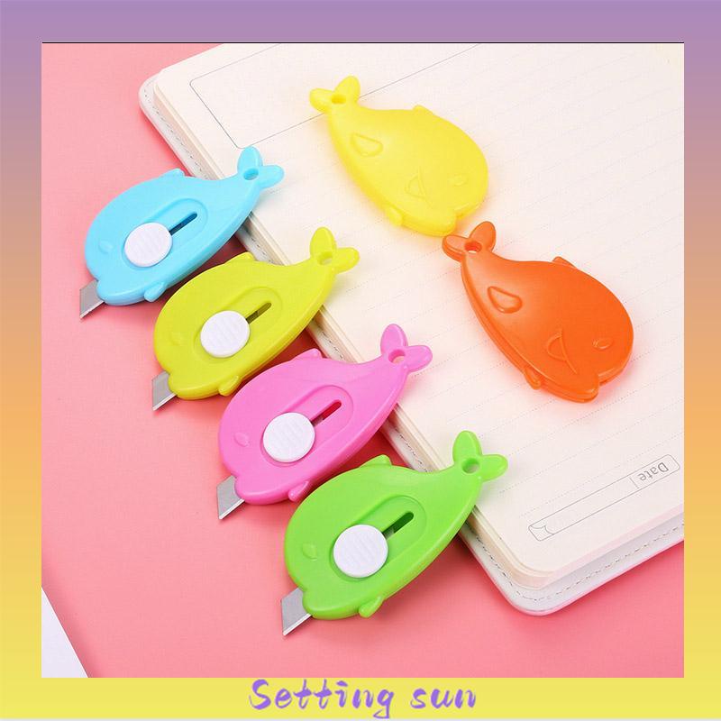 Mini Kartun Pemotong Utilitas Kecil Portabel Pemotong Unboxing Wortel Dolphin Whale Art Paper Cutter TN