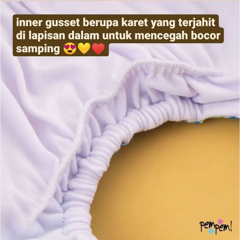 Pempem Full Motif Inner Gusset + Insert Litty | clodi | popok kain | Cloth Diaper pocket