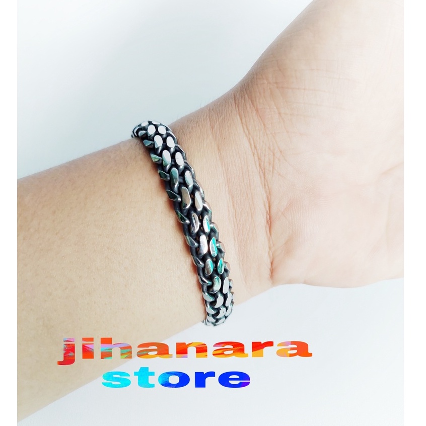 RNL GELANG BAJA/MONEL/BESI PUTIH MODEL ANYAM PAPUA ORIGINAL