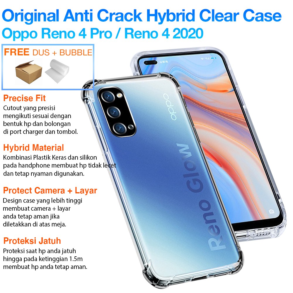 Original Fuze Anti Crack CLEAR Case Oppo Reno 4 Pro / Reno 4 2020 - Soft Case Casing Softcase Cover