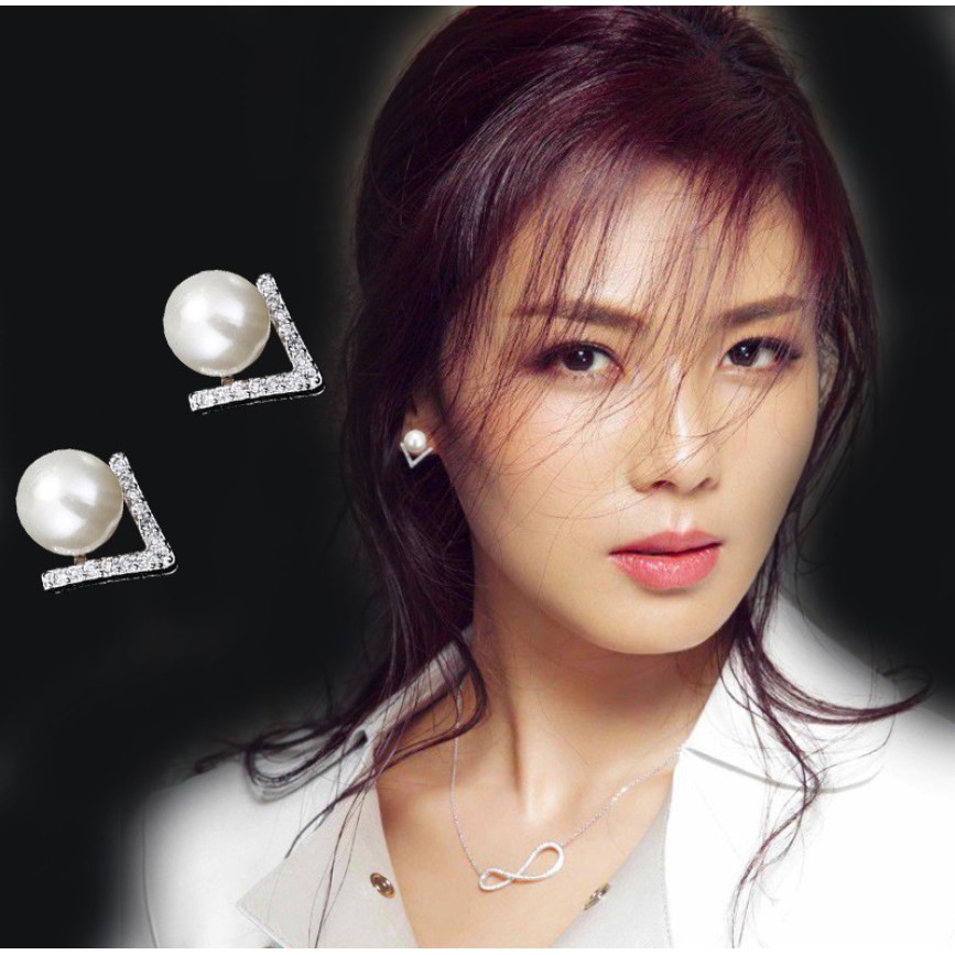 Anting Wanita E04 V PEARL Korea Fashion Women Earring Giwang Aksesoris Perhiasan Wanita