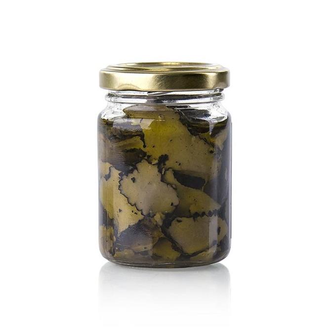 

BISA COD Thinly Sliced Black Summer Truffle Carpaccio in Olive Oil Jamur Iris DISKON